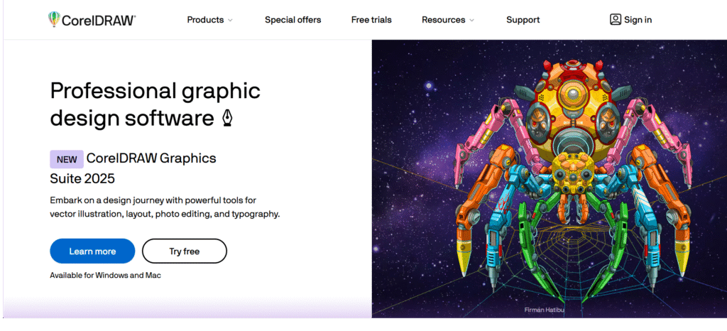CorelDRAW homepage