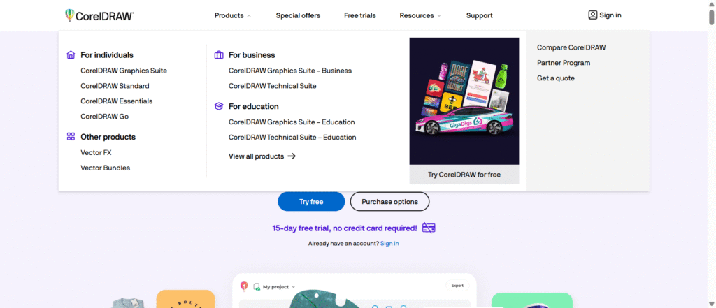 CorelDraw Product Page